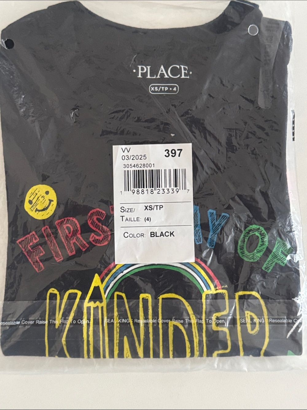 The Children's Place Black 'First Day of Kinder' Rainbow Graphic Tee